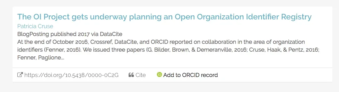 Add to ORCID