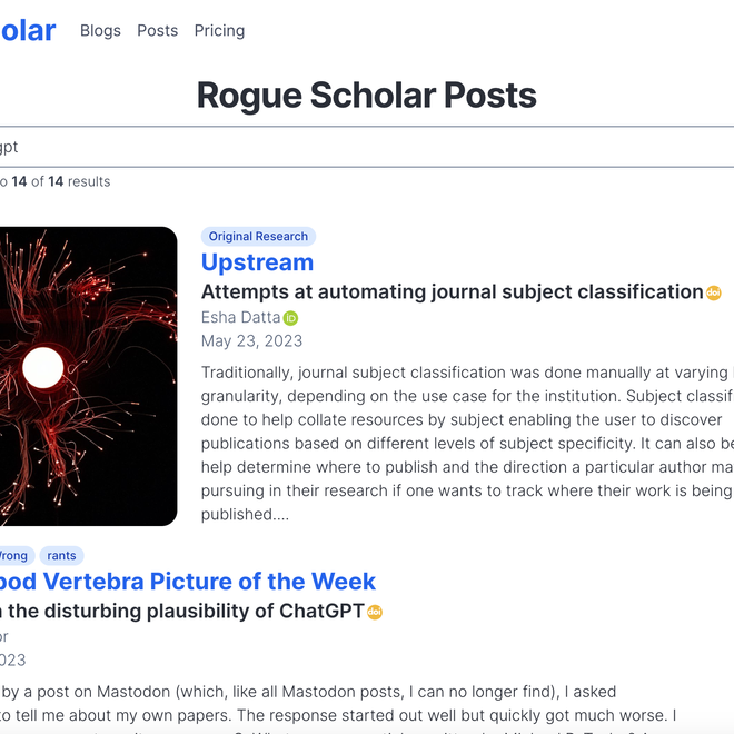 Image of: Full-text search added to the Rogue Scholar science blog archive